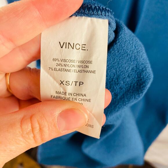 Vince Long Sleeve‎ Blue Teal Career Minimalist Classic Sheath Dress Size XS - Picture 6 of 11